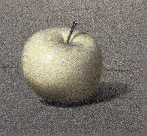 Premier glacis sur dessin pomme.