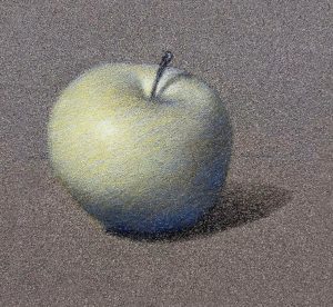 Glacis de couleur sur le dessin de la pomme.